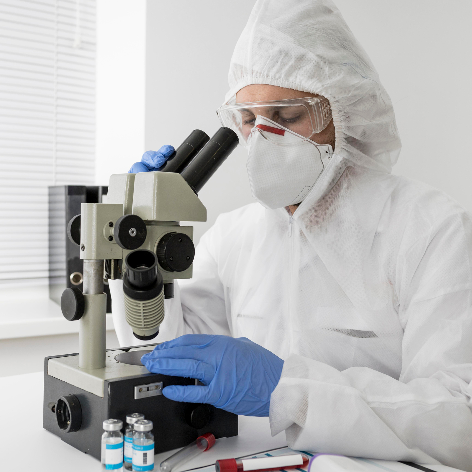 Doctor checking COVID sample